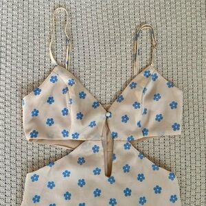 Showpo Blue & Yellow Floral Cutout Dress